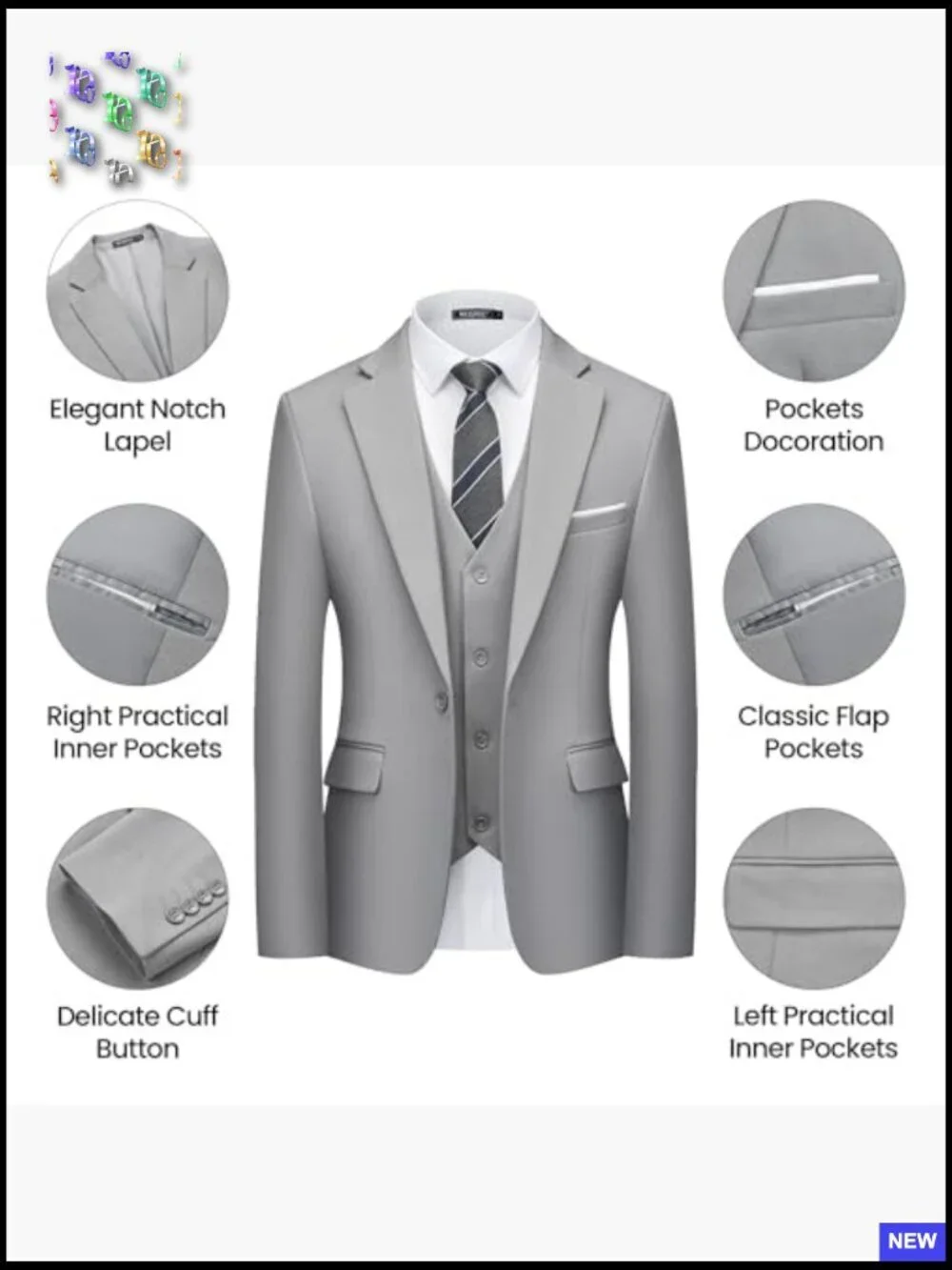 Slim Fit Suit Set One Button Blazer Jacket Pants Tuxedo Classic Formal